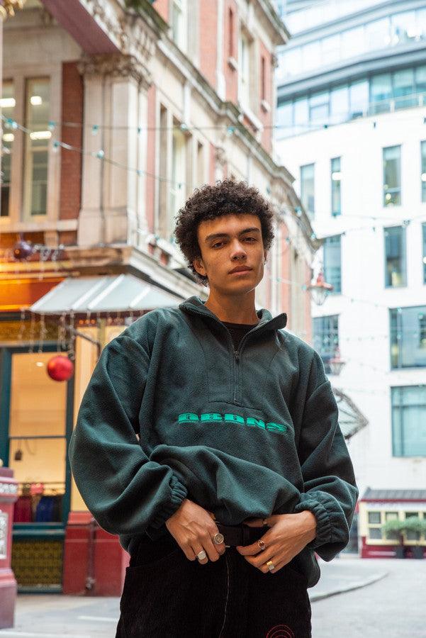 Fleece In Green With Green DBDNS Embroidery - Dreambutdonotsleep
