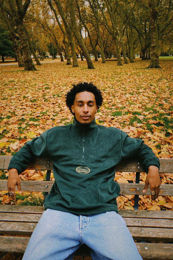 Forest Green Fleece With Oval Logo Embroidery - Dreambutdonotsleep