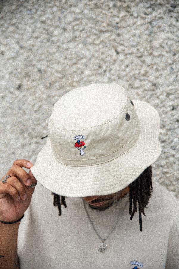 Bucket Hat In Sand With Embroidered Bro Shroom - Dreambutdonotsleep