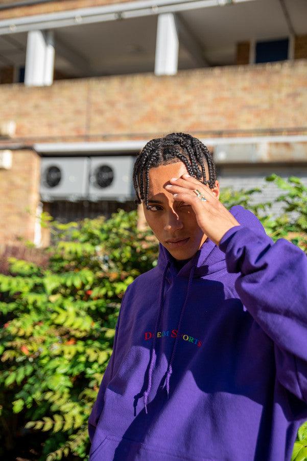 Hoodie in Dark Purple with Dream Sports Embroidery - Dreambutdonotsleep