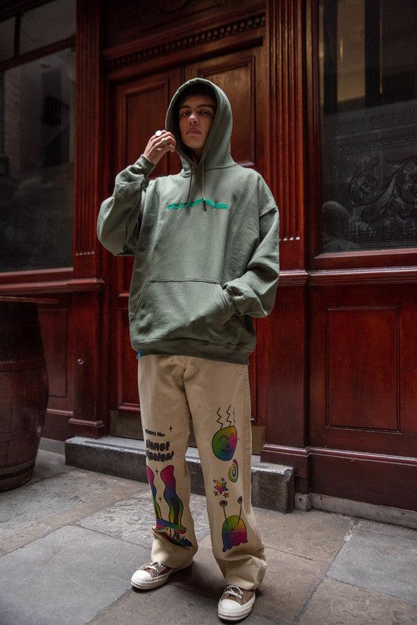 Green Hoodie With Green DBDNS Embroidery - Dreambutdonotsleep