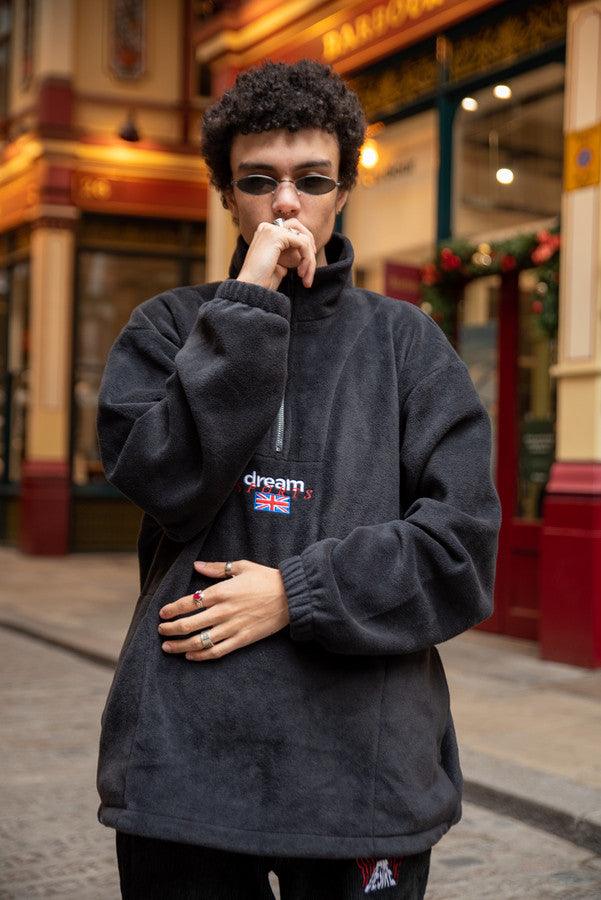 Fleece In Black With Dream Sports Embroidery - Dreambutdonotsleep