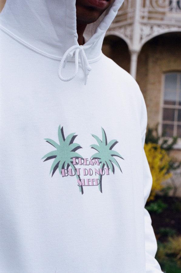 Hoodie In White With Tropical Palm Tree Print - Dreambutdonotsleep