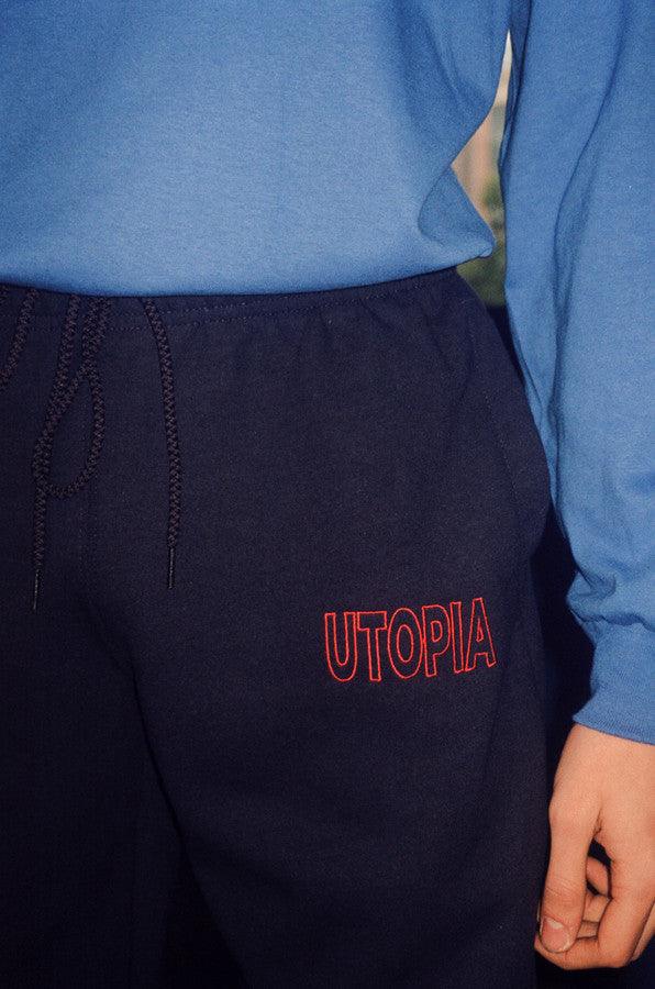 Navy Joggers With Utopia Embroidery - Dreambutdonotsleep