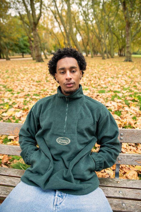 Forest Green Fleece With Oval Logo Embroidery - Dreambutdonotsleep