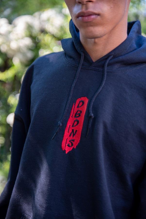 Black Hoodie With Red Dragon Embroidery - Dreambutdonotsleep
