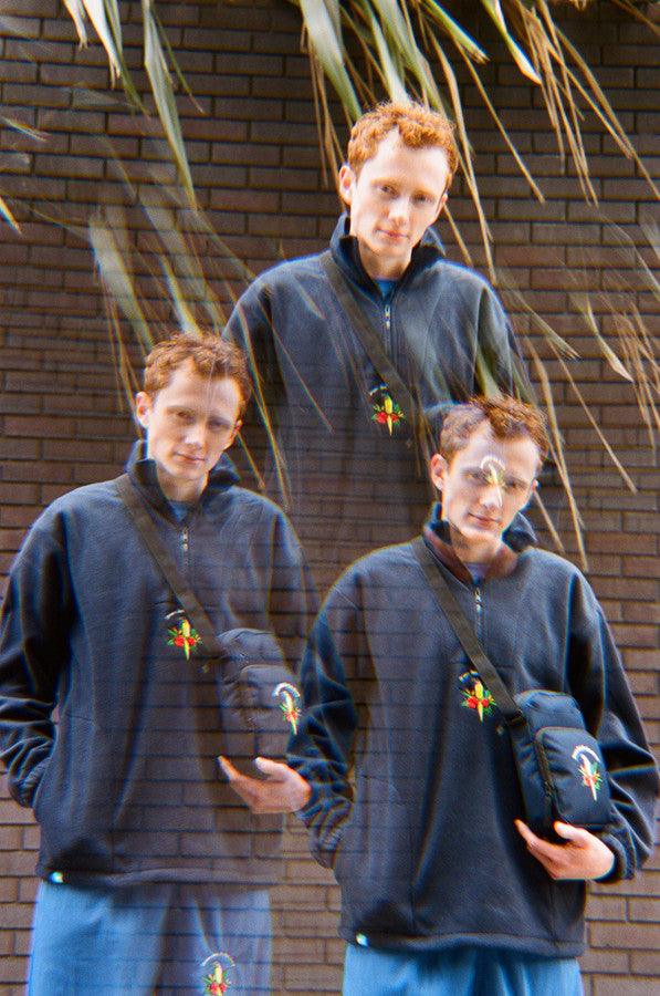 Navy Blue Fleece With Paradise Island Parrot Embroidery - Dreambutdonotsleep