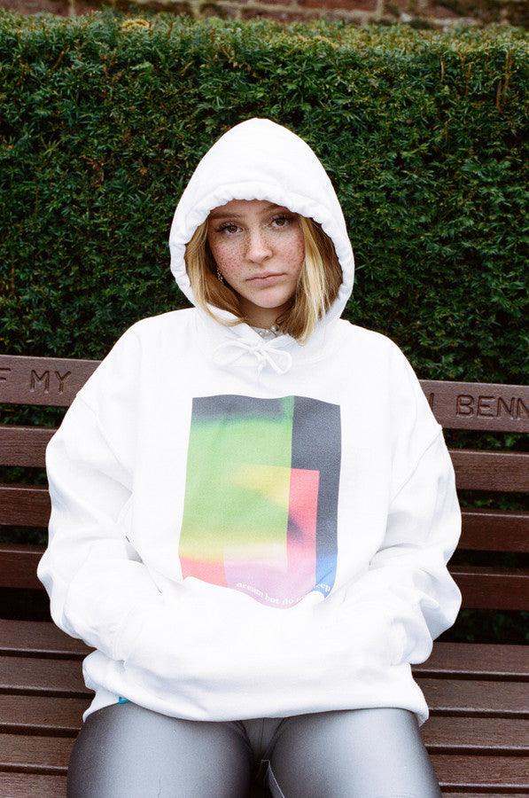 Hoodie In White With Light Leak Print - Dreambutdonotsleep