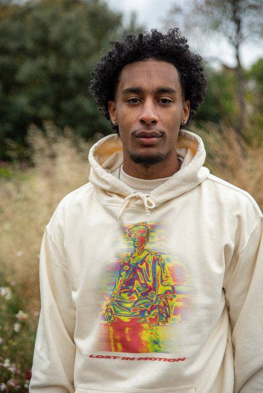 Hoodie in Neutral With Lost In Motion Infrared Print - Dreambutdonotsleep