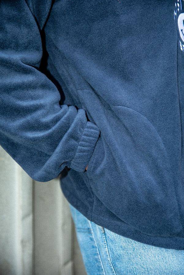 Navy Fleece 90s Rave Smiley Positive Vibrations Embroidery - Dreambutdonotsleep