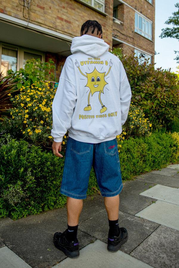 Hoodie in White with Vitamin D Summer Print - Dreambutdonotsleep