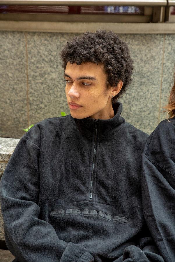 Fleece In Black With Black DBDNS Embroidery - Dreambutdonotsleep