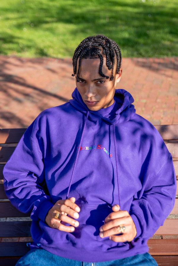 Hoodie in Dark Purple with Dream Sports Embroidery - Dreambutdonotsleep