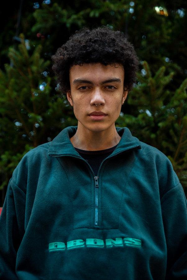 Fleece In Green With Green DBDNS Embroidery - Dreambutdonotsleep