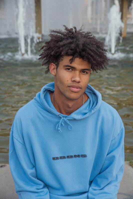 Hoodie In Cornflower Blue With QR Code Print - Dreambutdonotsleep