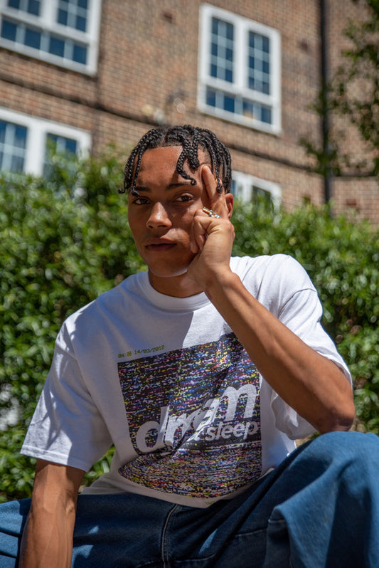 Short Sleeved T-Shirt in White With VHS Print