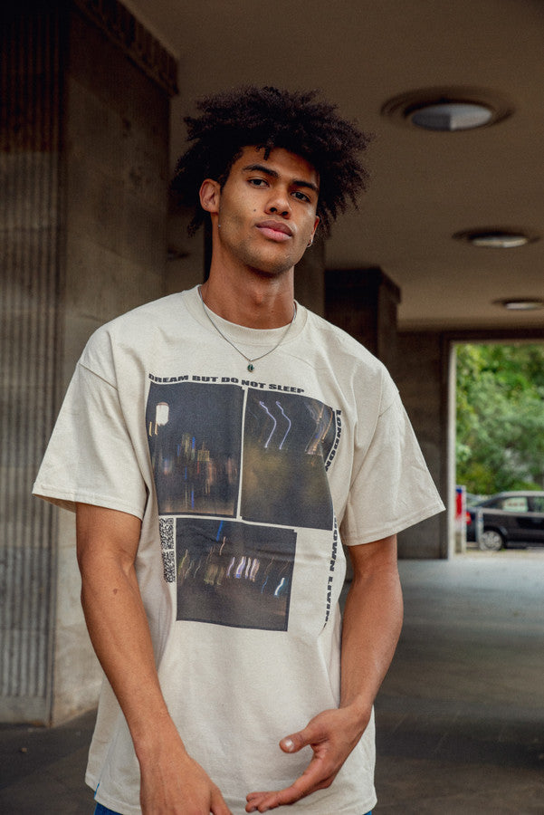 Short Sleeve Tshirt in Sand with Ghost Town Print