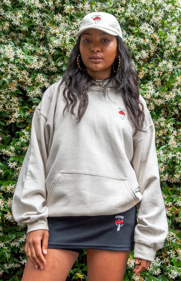 Hoodie in Sand with Bro Shroom Embroidery - Dreambutdonotsleep