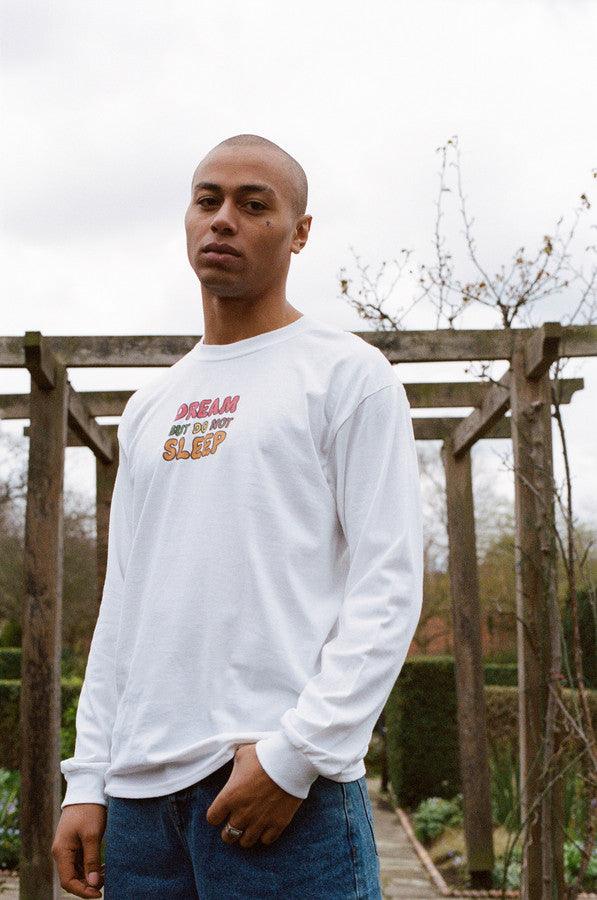Long Sleeved T-shirt In White With Fruity Ravers Print - Dreambutdonotsleep