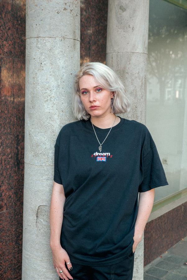 Black T-shirt With New Dream Sports Embroidered Logo - Dreambutdonotsleep