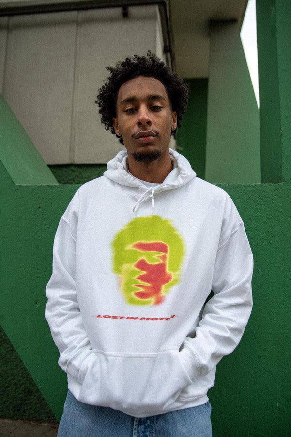 Hoodie in White With Lost In Motion Infrared Print - Dreambutdonotsleep
