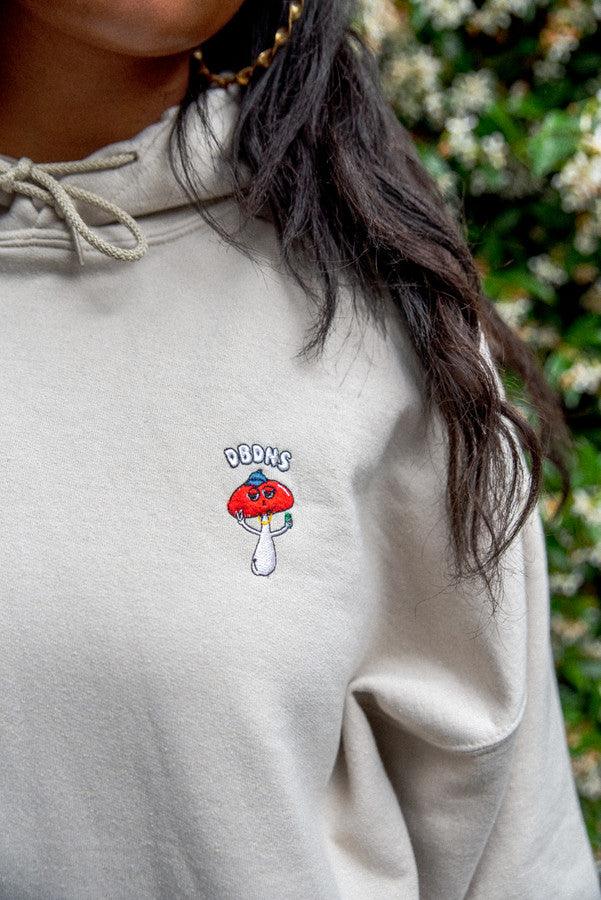 Hoodie in Sand with Bro Shroom Embroidery - Dreambutdonotsleep