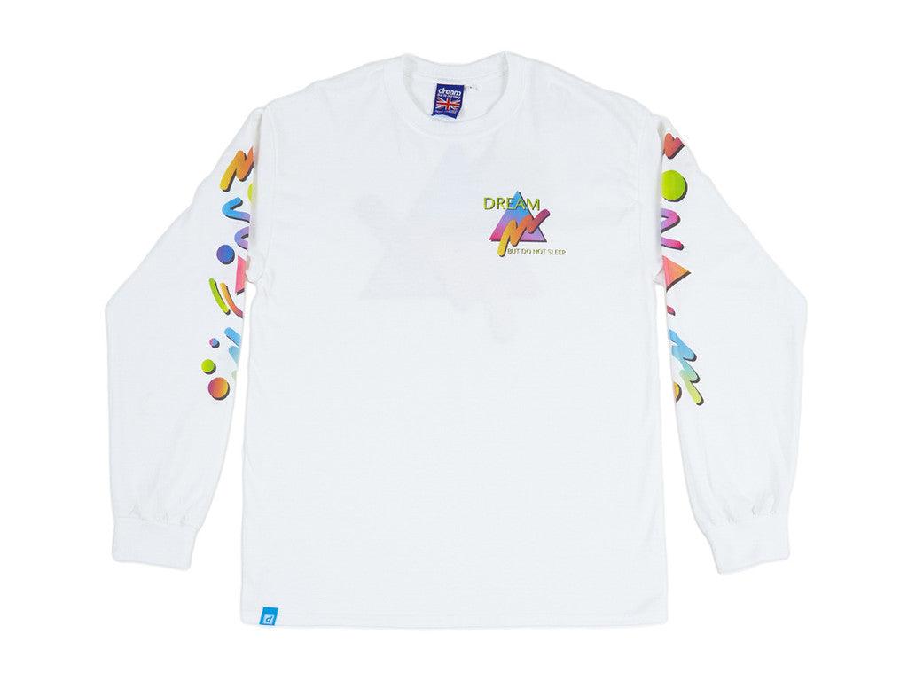 Colourful 90s Gradient Design On White Long Sleeved T-shirt - Dreambutdonotsleep