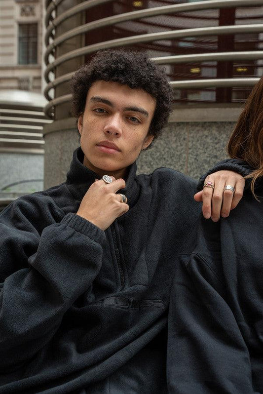 Fleece In Black With Black DBDNS Embroidery - Dreambutdonotsleep