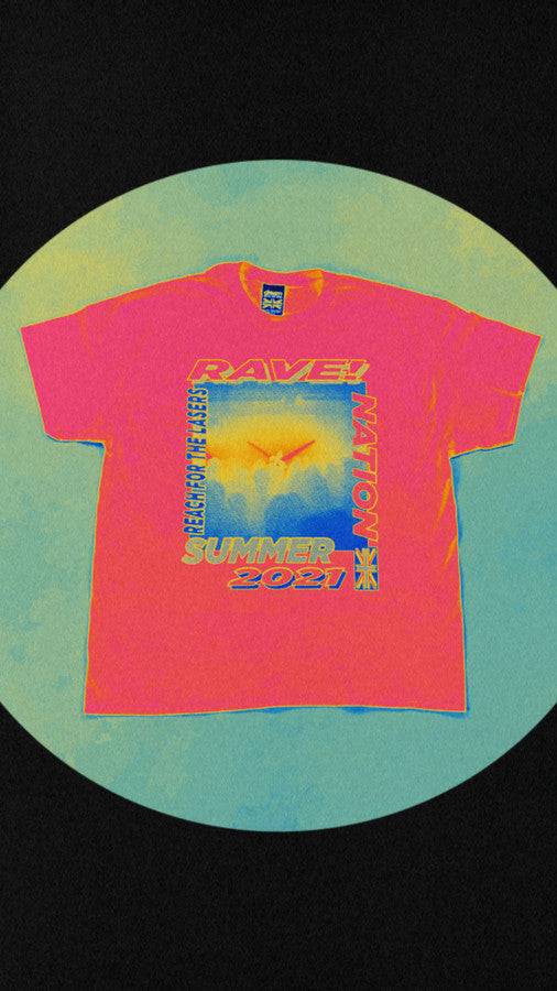 Short Sleeved T-shirt in White with Reach For The Lasers Print