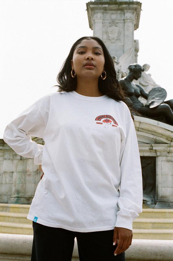 Long Sleeve T-shirt in White with Bro Shroom Est 2012 Print - Dreambutdonotsleep