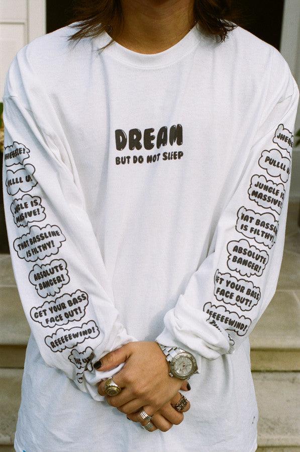 Long Sleeved T-shirt White Party On Bro Mushroom Graphic - Dreambutdonotsleep