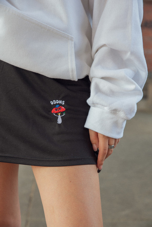 Skort in Black with Bro Shroom Embroidery