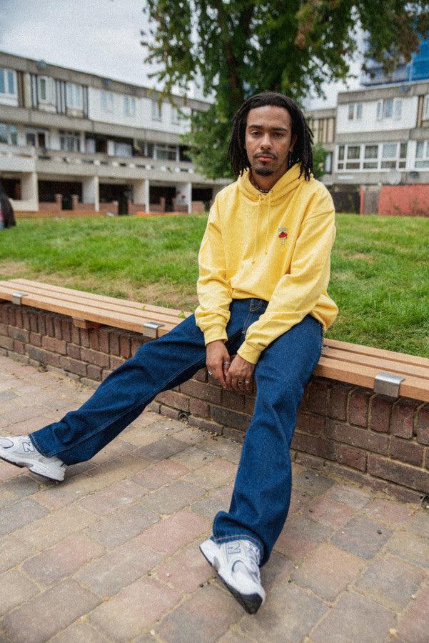 Hoodie in Yellow with Bro Shroom Embroidery - Dreambutdonotsleep