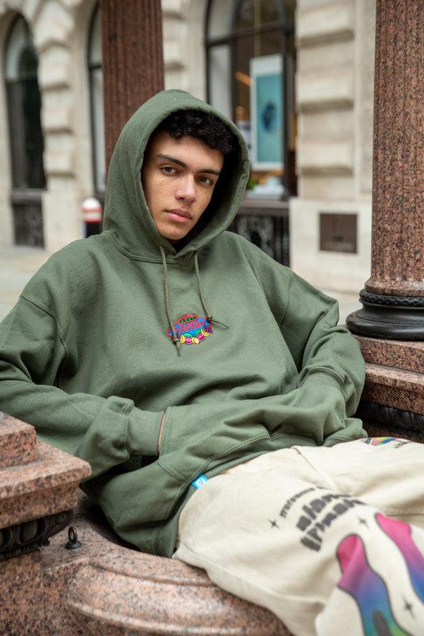 Green Hoodie With Dream Casino Embroidery - Dreambutdonotsleep