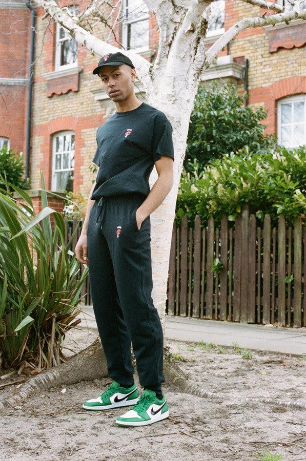 Joggers in Black with Embroidered Bro Shroom - Dreambutdonotsleep
