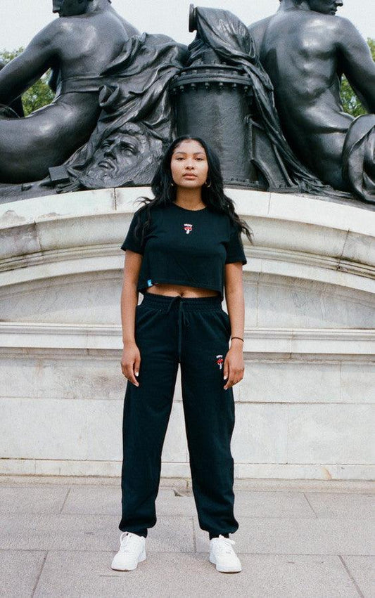 Joggers in Black with Embroidered Bro Shroom - Dreambutdonotsleep