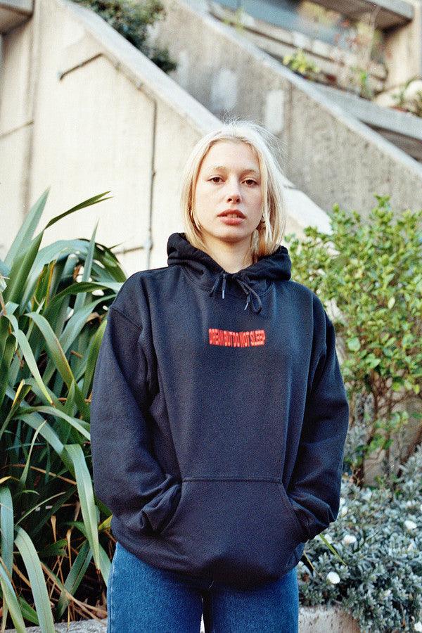 Black Hoodie With Embroidered DBDNS Logo - Dreambutdonotsleep