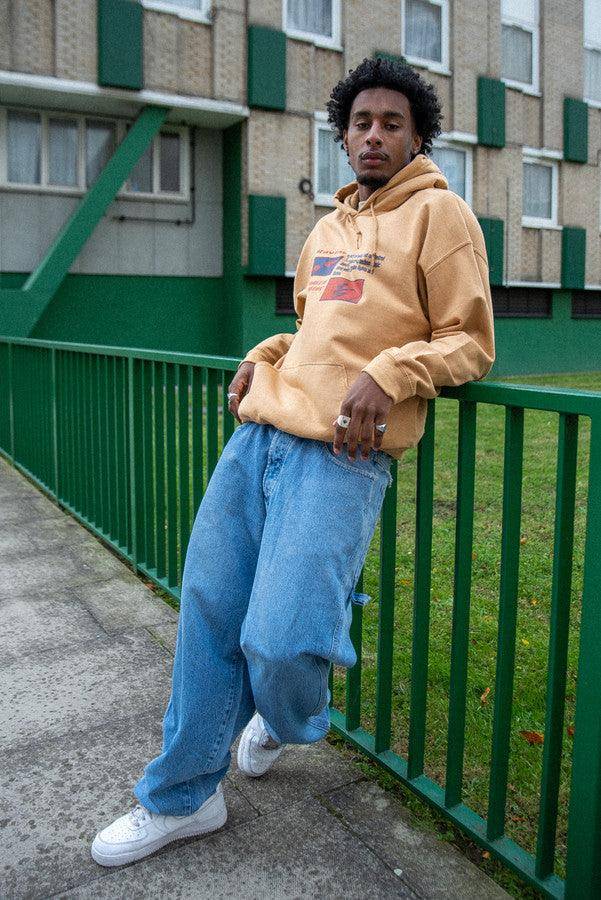 Hoodie in Old Gold With Raving Definition Print - Dreambutdonotsleep