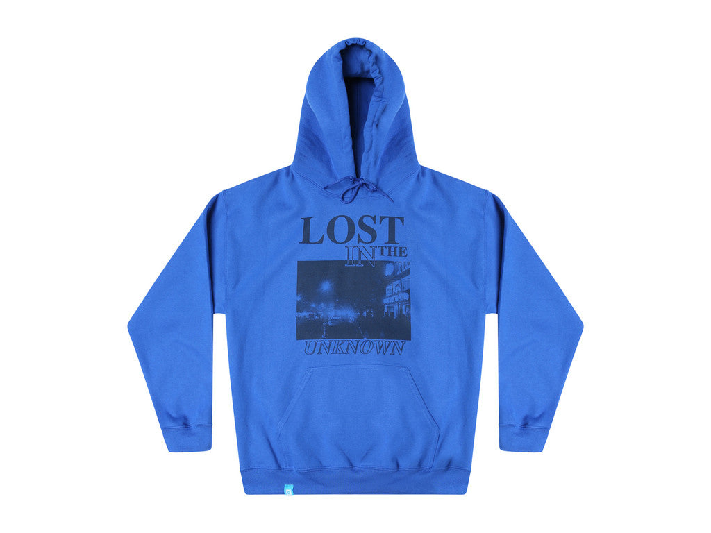 Royal Blue Hoodie With Printed 'Lost In The Unknown' Design