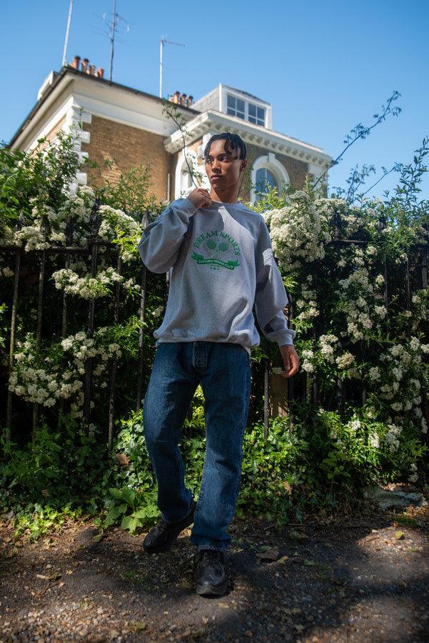 Heather Grey Sweatshirt with Catford Tennis Club Embroidery - Dreambutdonotsleep