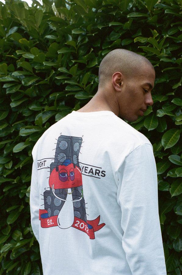Long Sleeve T-shirt in White with Bro Shroom Est 2012 Print - Dreambutdonotsleep