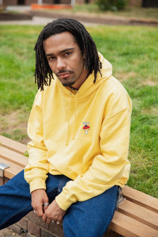 Hoodie in Yellow with Bro Shroom Embroidery - Dreambutdonotsleep
