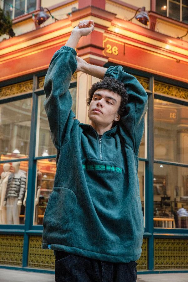 Fleece In Green With Green DBDNS Embroidery - Dreambutdonotsleep