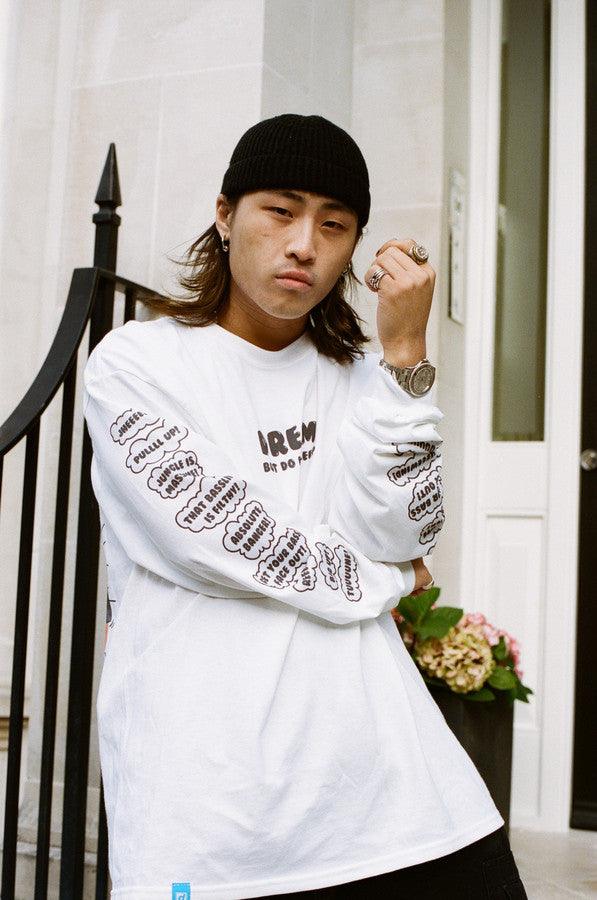 Long Sleeved T-shirt White Party On Bro Mushroom Graphic - Dreambutdonotsleep