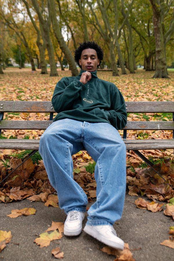 Forest Green Fleece With Oval Logo Embroidery - Dreambutdonotsleep