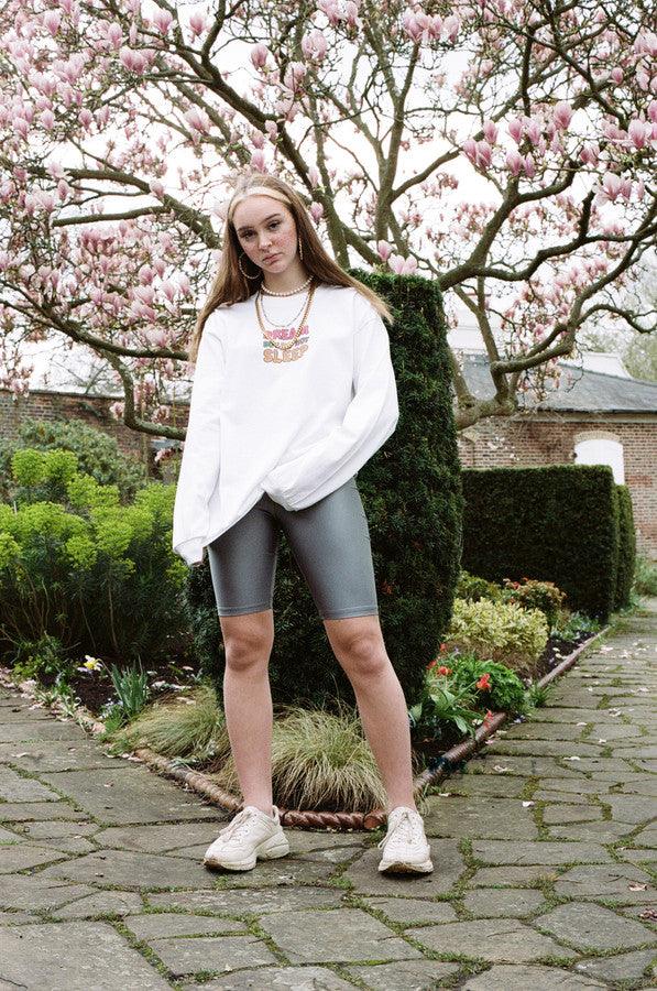 Long Sleeved T-shirt In White With Fruity Ravers Print - Dreambutdonotsleep