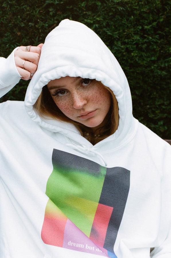 Hoodie In White With Light Leak Print - Dreambutdonotsleep