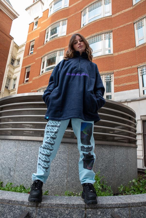 Fleece In Navy With Purple DBDNS Embroidery - Dreambutdonotsleep