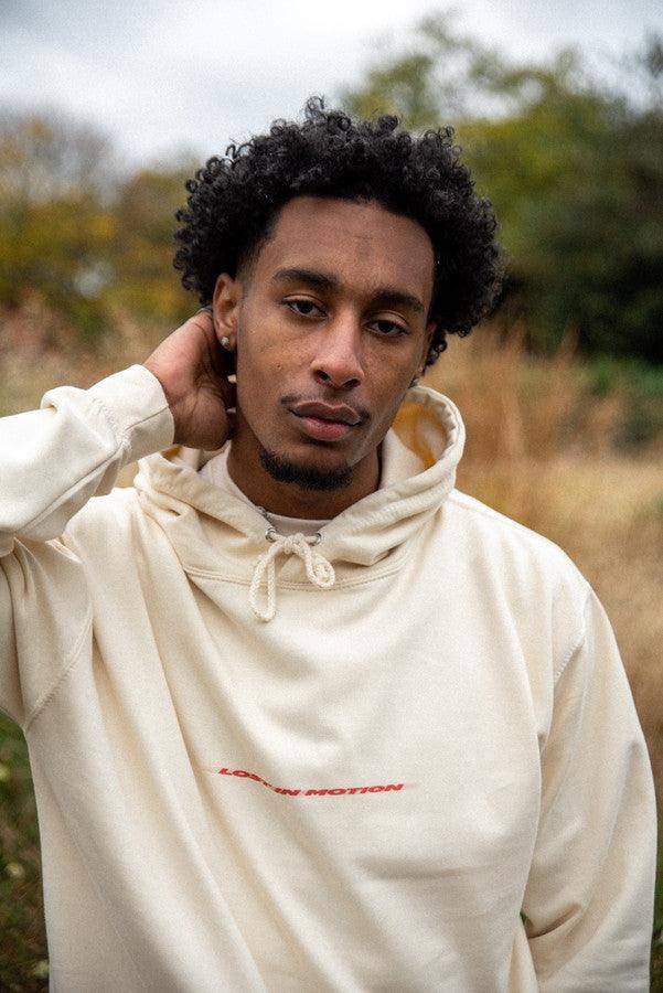 Hoodie in Neutral With Lost In Motion Logo Print - Dreambutdonotsleep