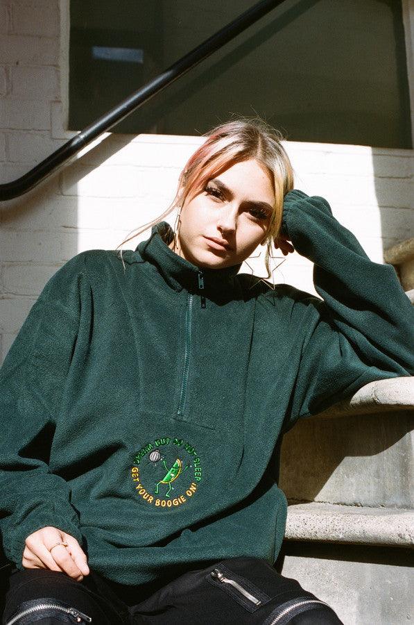 Fleece In Forest Green Disco Dave Fruity Raver Embroidery - Dreambutdonotsleep